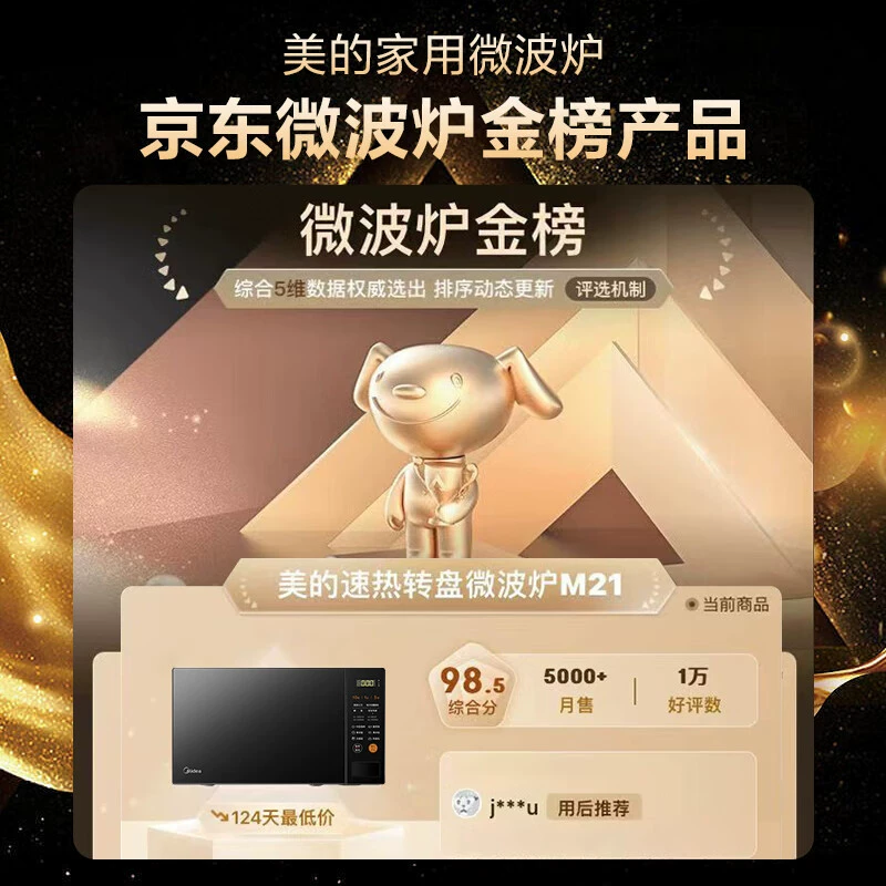 Микроволновая печь (Midea) M21, 20 л, микрокомпьютерное управление, поворотный стол, смарт‑меню