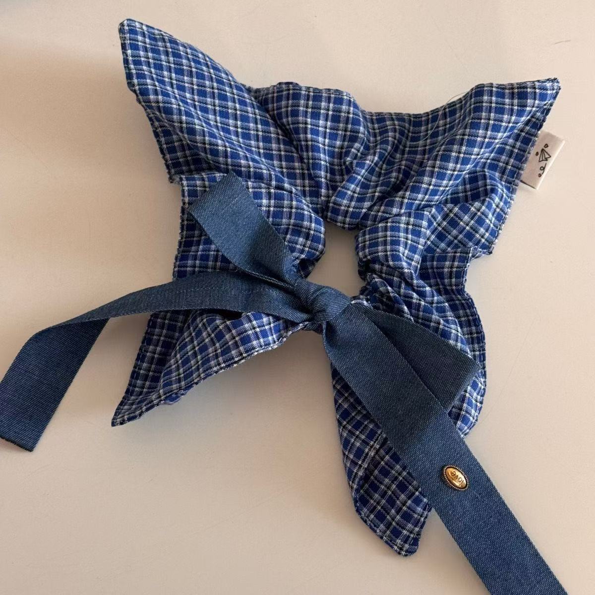 5722 데님 블루리본 솔리드 컬러 스퀘어 스카프 (22cm)