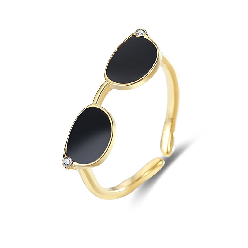 Transfronteriza dedo gafas de sol anillo de plata 925 moda europea y americana pequeñas gafas diseño dulce fresco joyería al por mayor