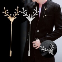 个性可爱小鹿一字胸针女配饰日韩国简约男士西服插针式胸花别针扣