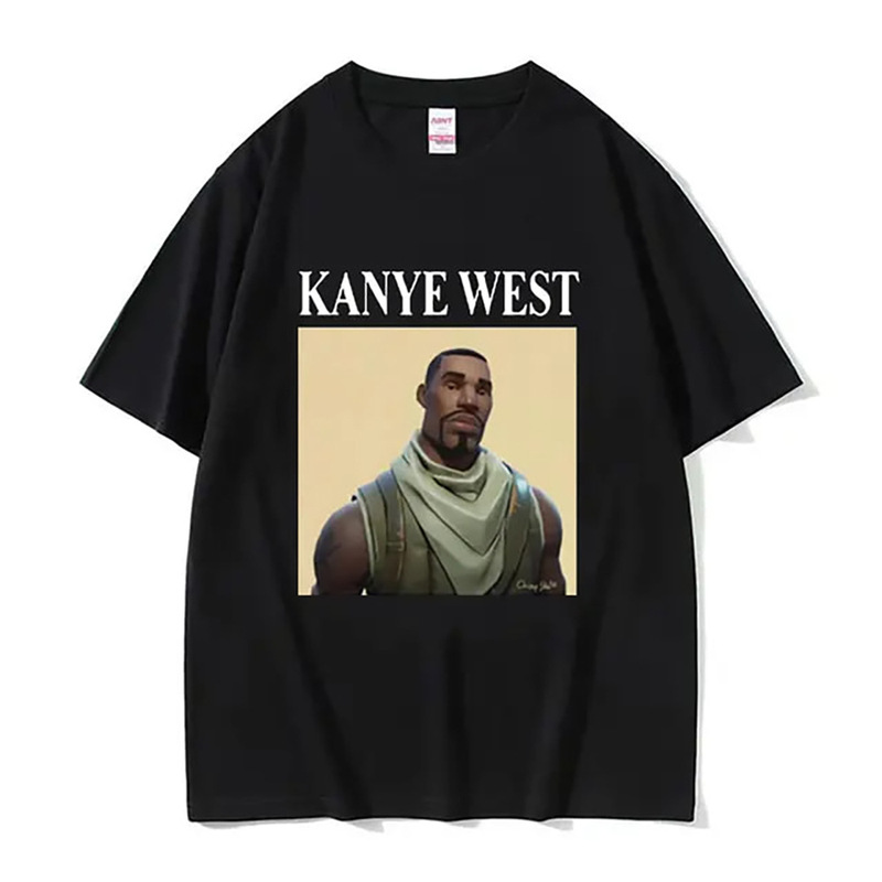Interesting Kanye West Meme T Men's and Women's Rap Hip Hop Characters Retro Short Sleeve T-Shirt Factory Direct Supply