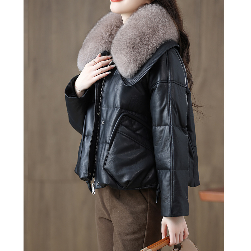 Haining Fur Genuine Leather down Jacket Women's Short High-End Thickened Sheepskin Jacket 2025 Winter New Style Small Haining Fur Genuine Leather down Jacket Women's Short High-End Thickened Sheepskin Jacket 2025 Winter New Style Small