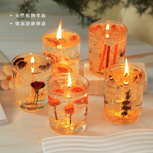 True flower jelly wax aromatherapy candle wholesale bedroom essential oil incense glass creative fragrance candle hand gift