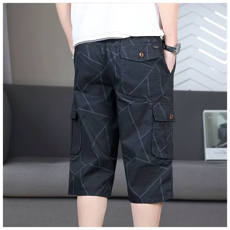 2025 новые мужские высококачественные укороченные брюки летние тонкие рабочие шорты модные свободные большие размеры повседневные брюки средней длины