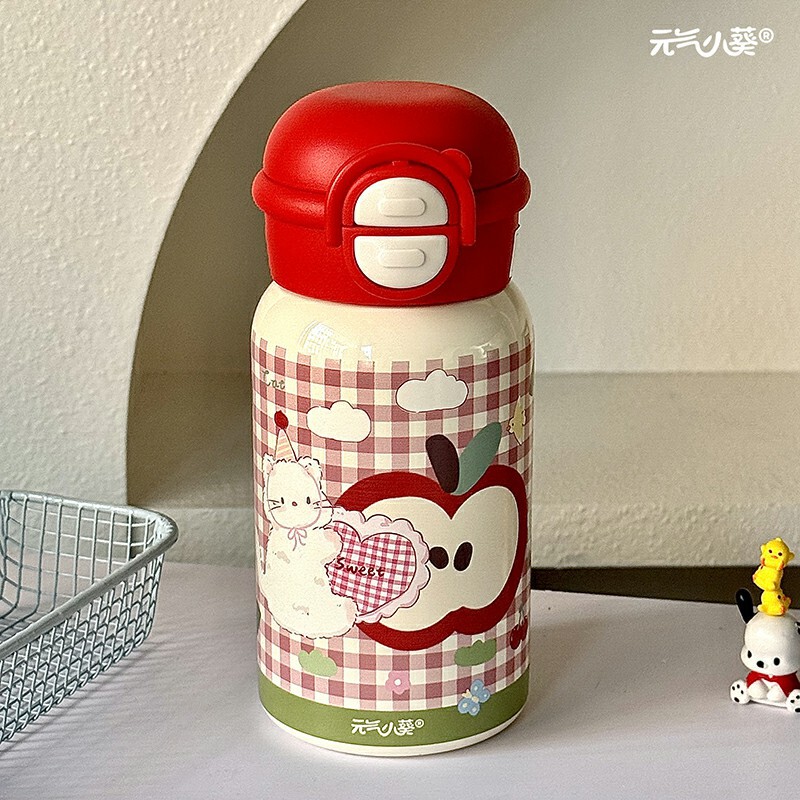 ins高颜值女生双饮便携式保温杯学生小众316不锈钢卡通可爱吸管杯|undefined
