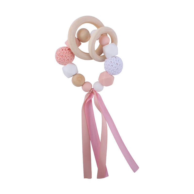 Nuevo bebé suministros cinta pulsera mordedor bebé creativo cuentas de silicona mordida pegamento molar juguete AliExpress