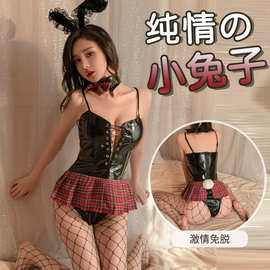 情趣性感内衣漆皮兔女郎服激情诱惑纯欲cos制服蕾丝激情代发批发