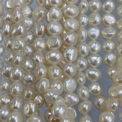 5~6mm 強光 基本無瑕 橫孔 兩面光 天然淡水珍珠diy項鍊手鍊配件
