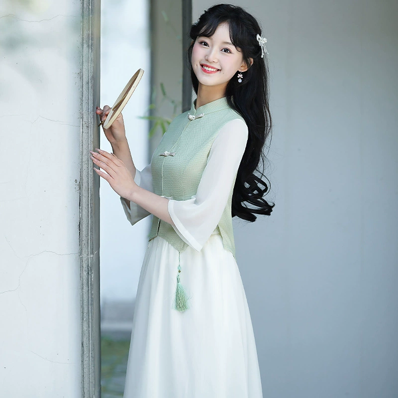 Summer cheongsam, fresh set, Chinese style