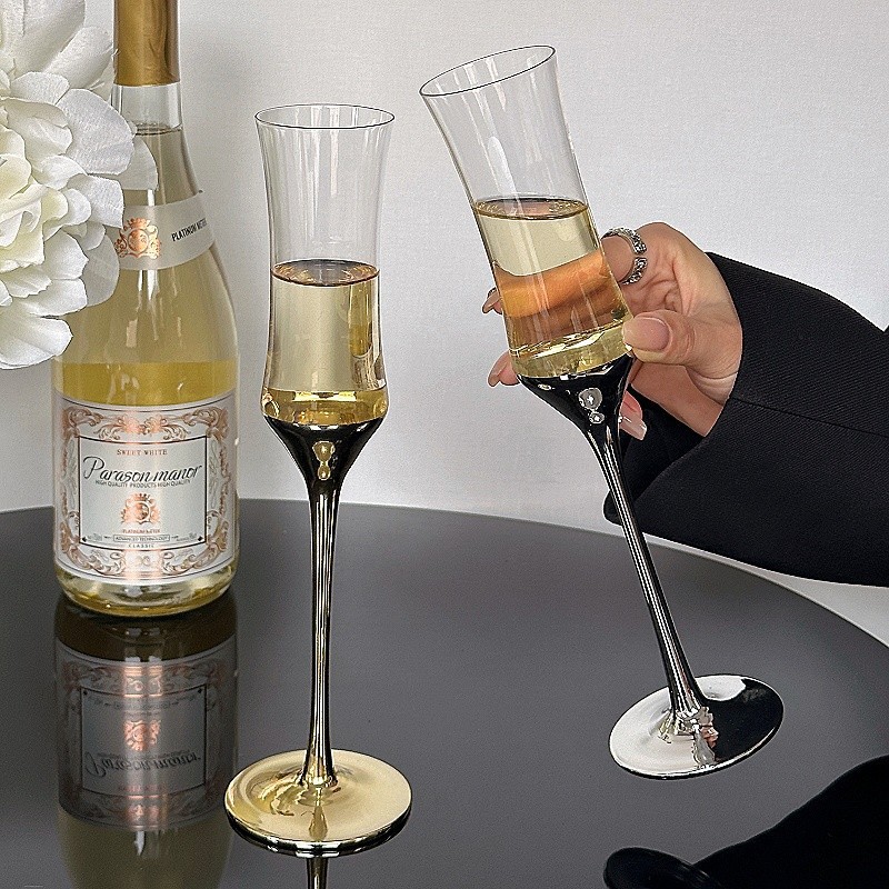 Taza de champán de alto valor de cintura, taza de burbujas de vidrio de cristal, taza de vino tinto espumante, regalo de boda