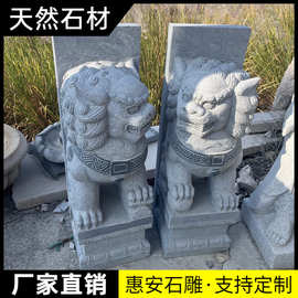 石雕门墩抱鼓石一对青石仿古做旧石狮子麒麟貔貅家用门口门鼓石墩