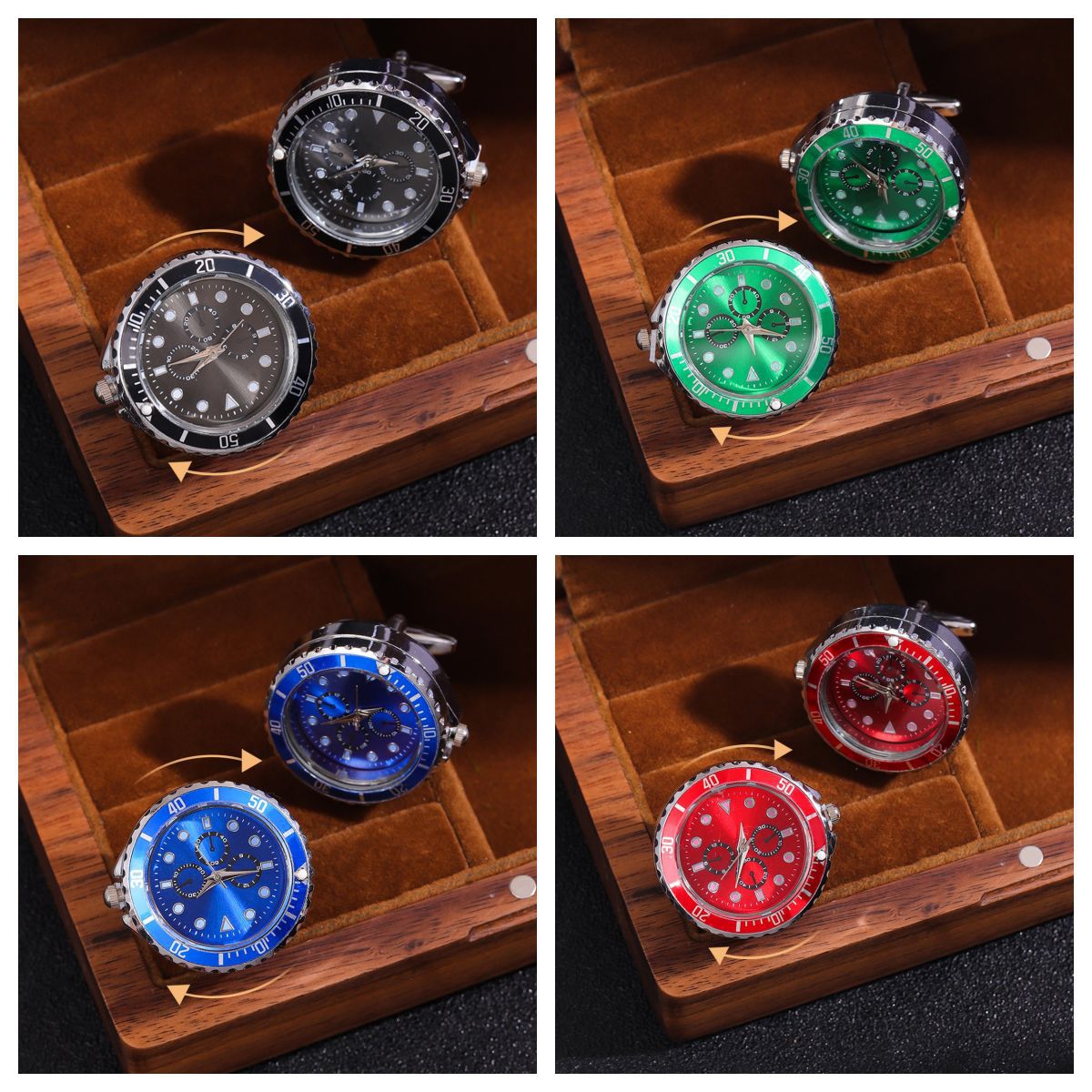 Otoño nueva luz reloj de lujo gemelos moda francés reloj giratorio brazalete de oro regalo de vacaciones esencial