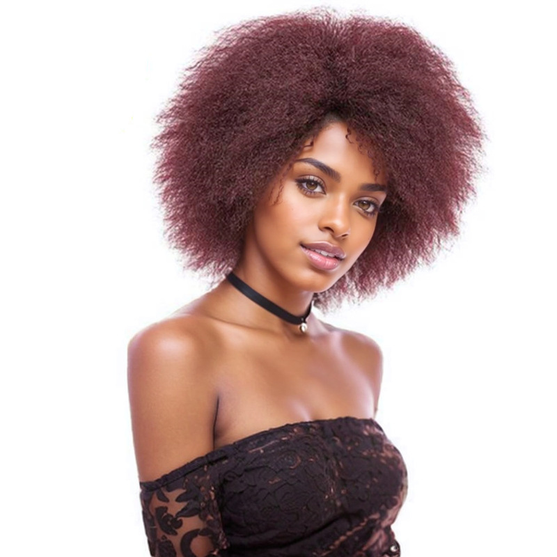Wig cos foreign trade explosive head wig fluffy men's and women's wig short curly black dark brown light brown wig