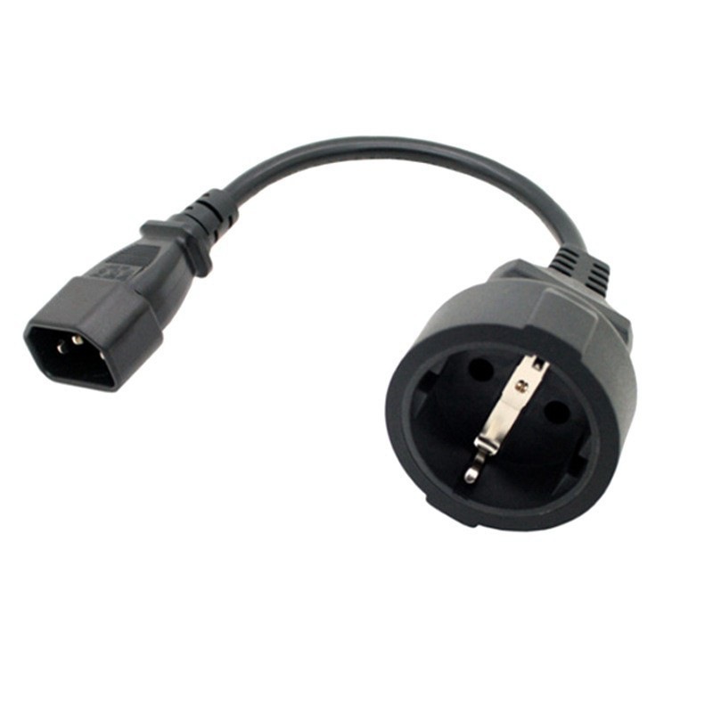 品字公C14转欧规三插母头插座 欧标欧式二三插公母插头延长电源线