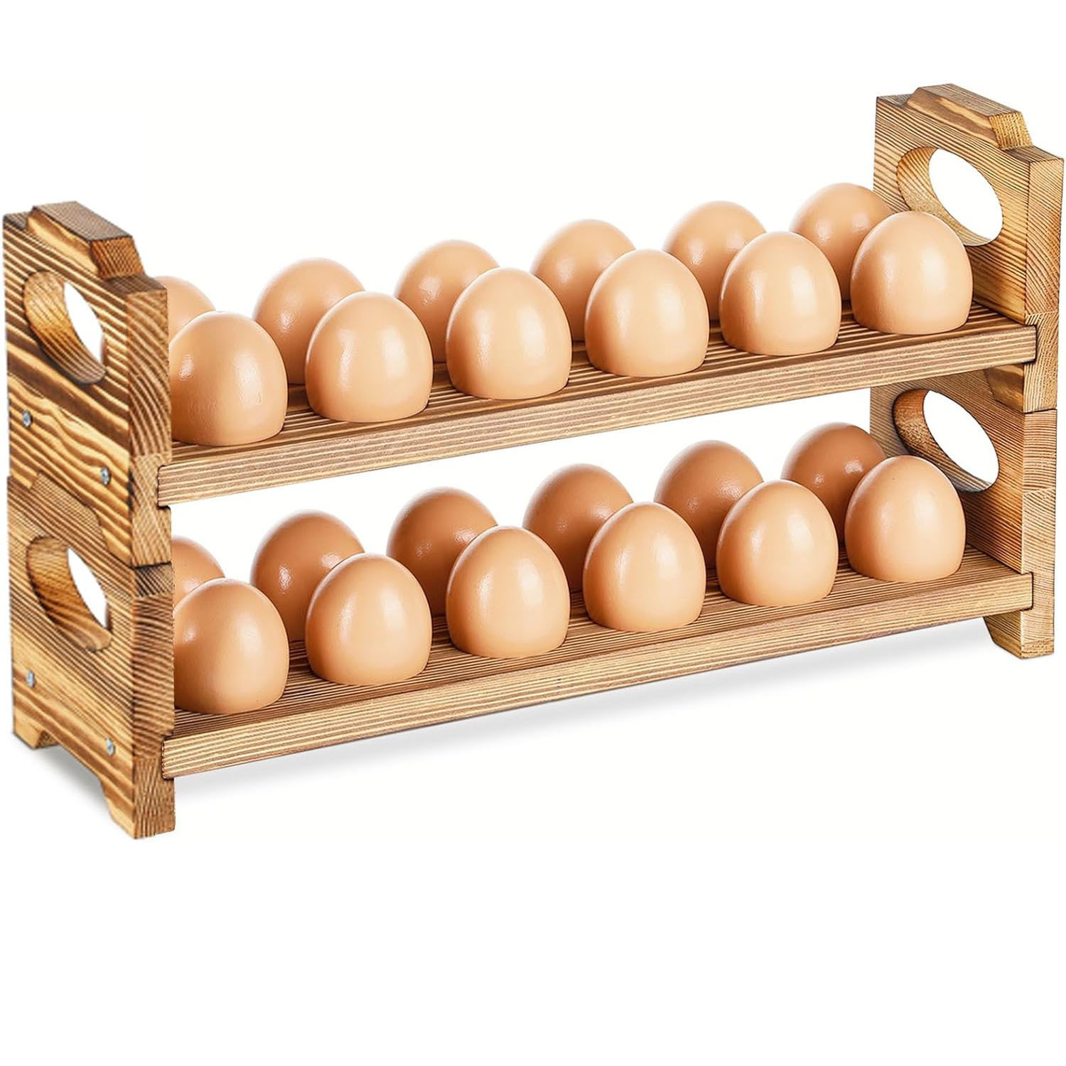 Wooden Farmhouse-Style Foldable Countertop Egg Rack and Storage Shelf, Powder-Coated Single Layer, Can Hold 1 Egg