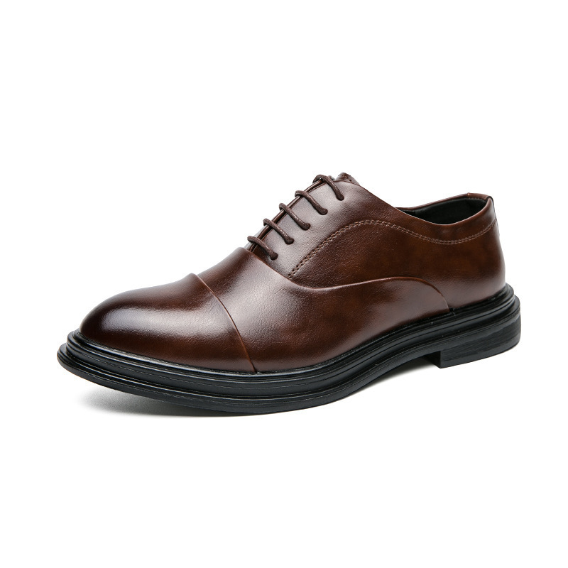 Zapatos de cuero transfronterizos de hombre grandes zapatos de cuero de moda de costura baja correa de punta punta zapatos de negocios casuales zapatos de derby para hombres