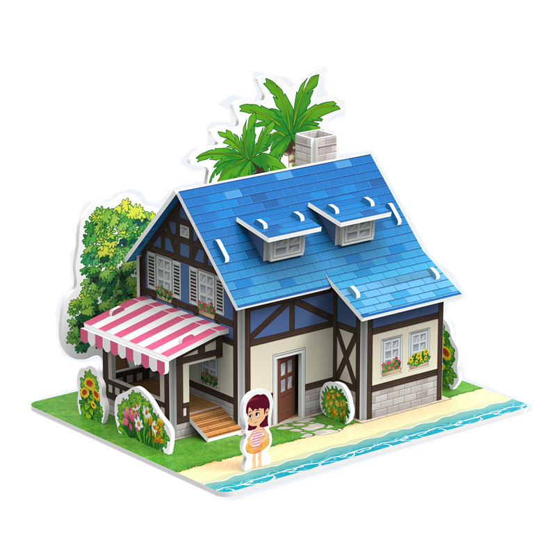 3D rompecabezas tridimensional para niños juguetes para padres e hijos construcción casa rompecabezas hecho a mano modelo de papel regalo ensamblaje interactivo