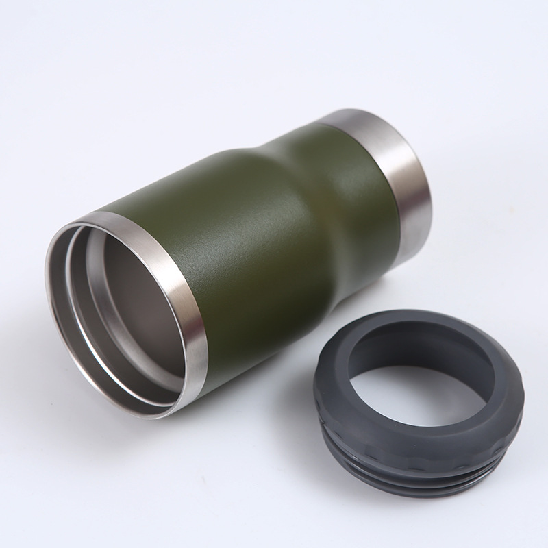 Transfronterizo 14oz al aire libre portátil tanque de frío de doble capa de pulverización de vacío taza de aislamiento de plástico creativo auto-construido abridor de botellas de vidrio de cerveza