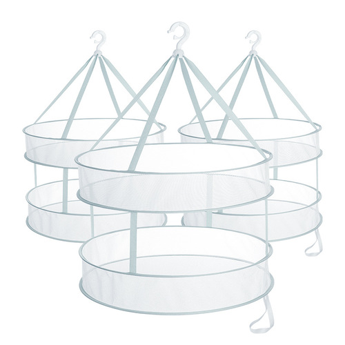 Shumi manufacturer double-layer clothes drying basket sweater clothes drying net folding drying basket anti-deformation sweater underwear clothes drying net pocket