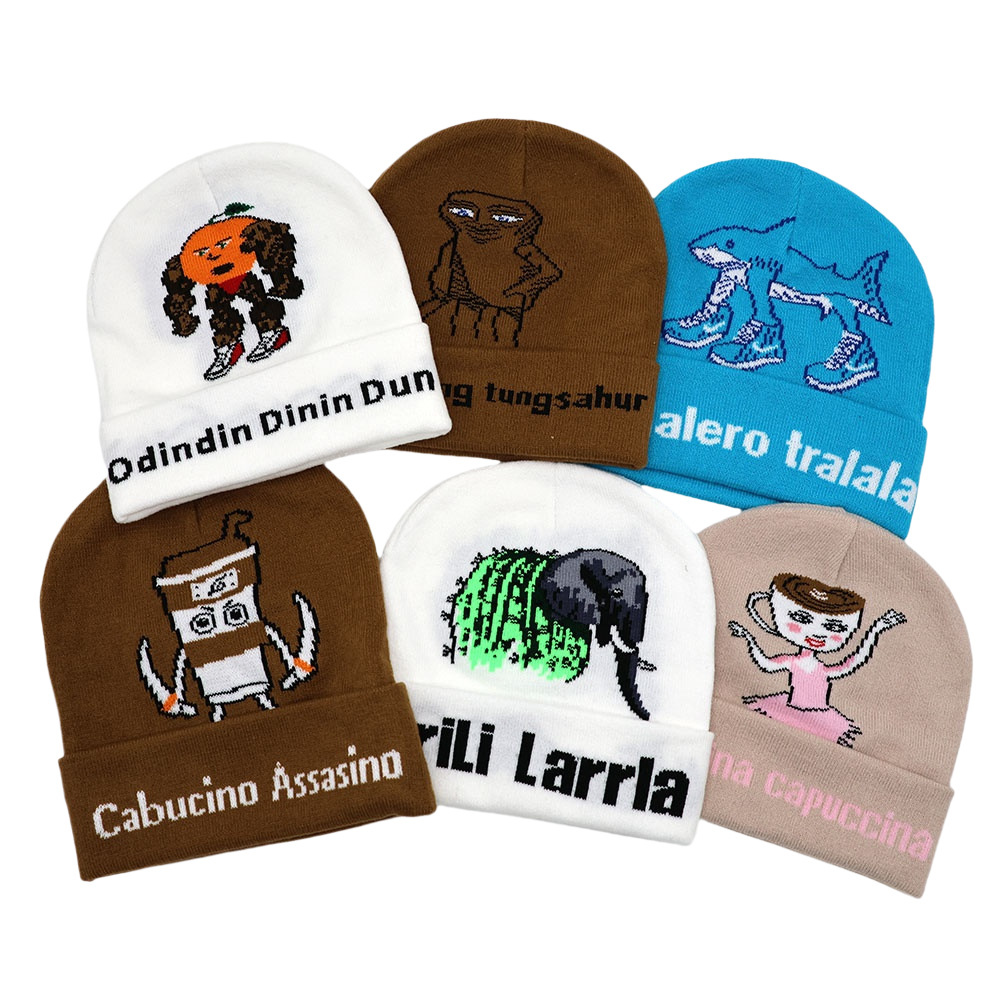 跨境新款美国山海经恶搞游戏同款提花针织帽动漫卡通保暖毛线帽子