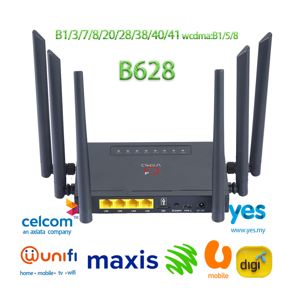 B628全球通用插卡企业级可拆换天线Type-C供电4G无线wifi router-阿里巴巴
