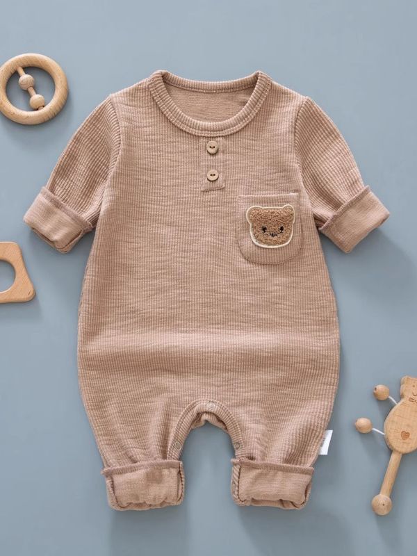 Bebé mono primavera y otoño manga larga delgada hombres y mujeres ropa de bebé pijamas sin hueso mameluco estilo occidental otoño mameluco