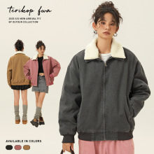 杰克传洋男装短款底特律飞行服可拆卸羊羔毛棉衣小个子牛仔夹克男