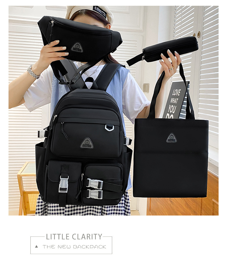 GUIYU Trendy Backpack Set For Middle School - Spacious Canvas Bookbag With Crossbody Strap, Ergonomic Shoulder Support_voghion.com