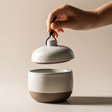 复古风茶叶罐日式粗陶家用储物罐民宿餐厅酱料罐简约收纳罐​餐具