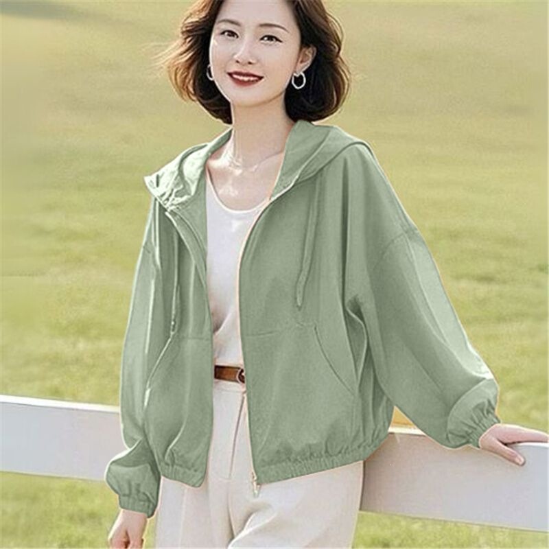 [Global Selection] Women's Sun Protection Clothing Outdoor Uv Protection Breathable Thin Ice Silk Loose Sun Protection Jacket Summer