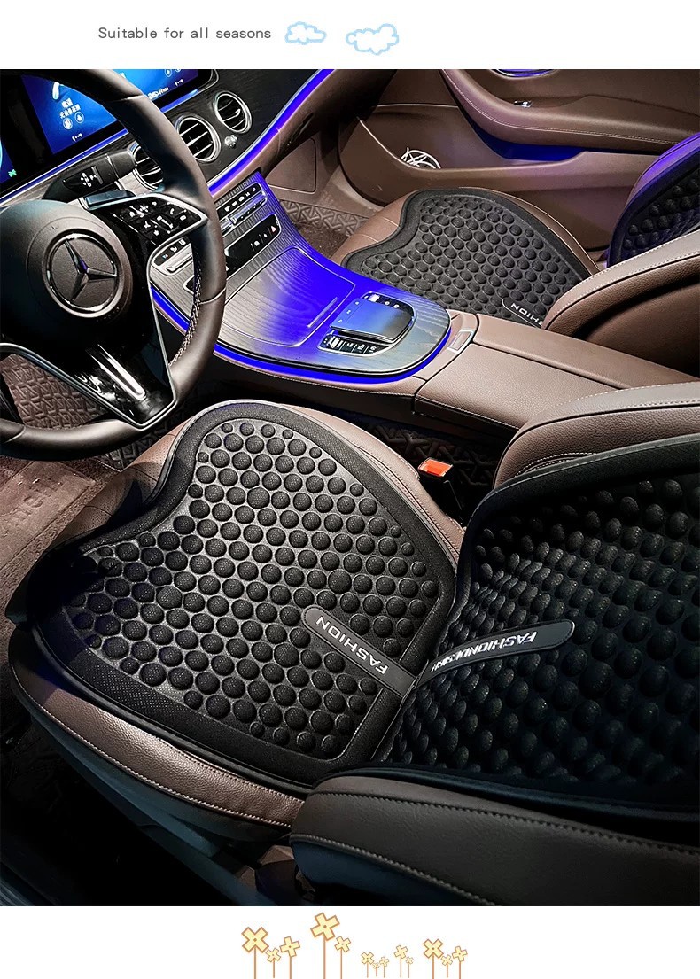 Car seat cushion, suitable for all seasons, summer ice silk seat pad, women's car interior cushion, half-wrap seat cover, ventilated seat pad