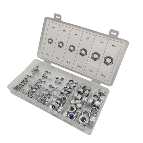 146PC anti-loosening nut combination wholesale locking hexagonal nut set nylon nut factory direct supply