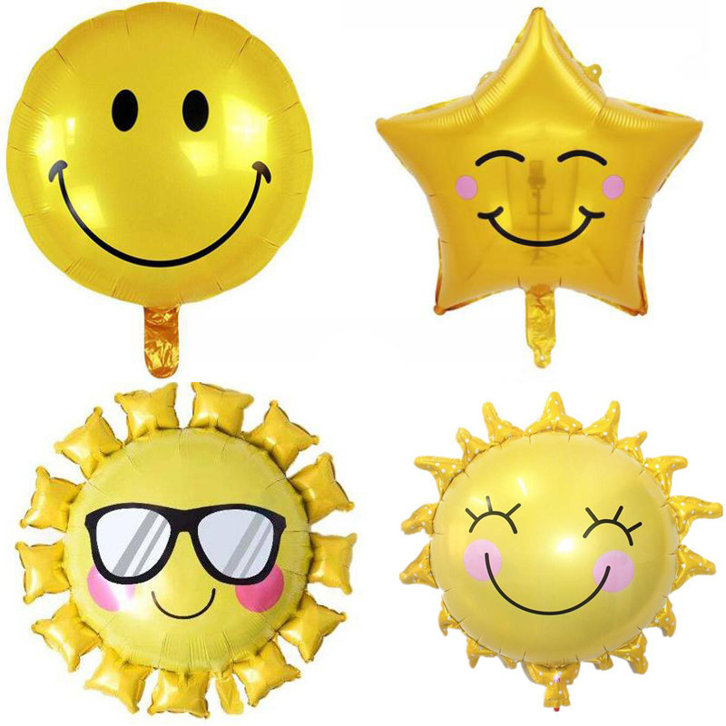 New 18 Inch Round Five Star Smiley Aluminum Film Balloon Golden Smiley Birthday Balloon Children's Party Decoration New 18 Inch Round Five Star Smiley Aluminum Film Balloon Golden Smiley Birthday Balloon Children's Party Decoration