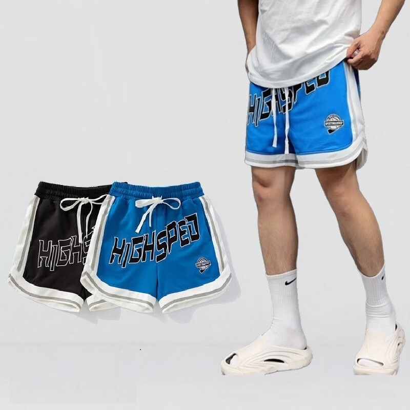 American Trendy Men's Training Quarter Pants Running Mesh Breathable Sports Pants Quick-Dry Basketball Shorts Casual Couple Shorts