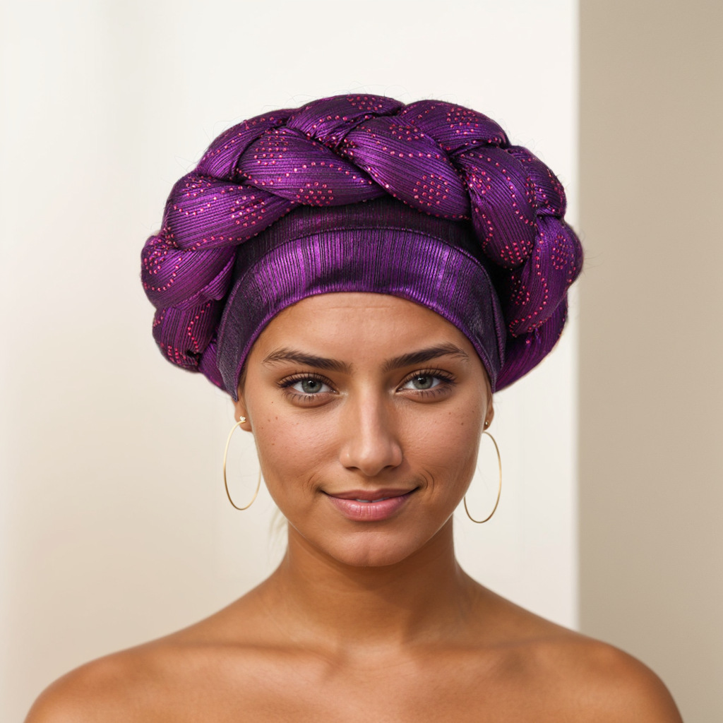 Turban hijab musulmano alla moda con treccia e strass_voghion.com