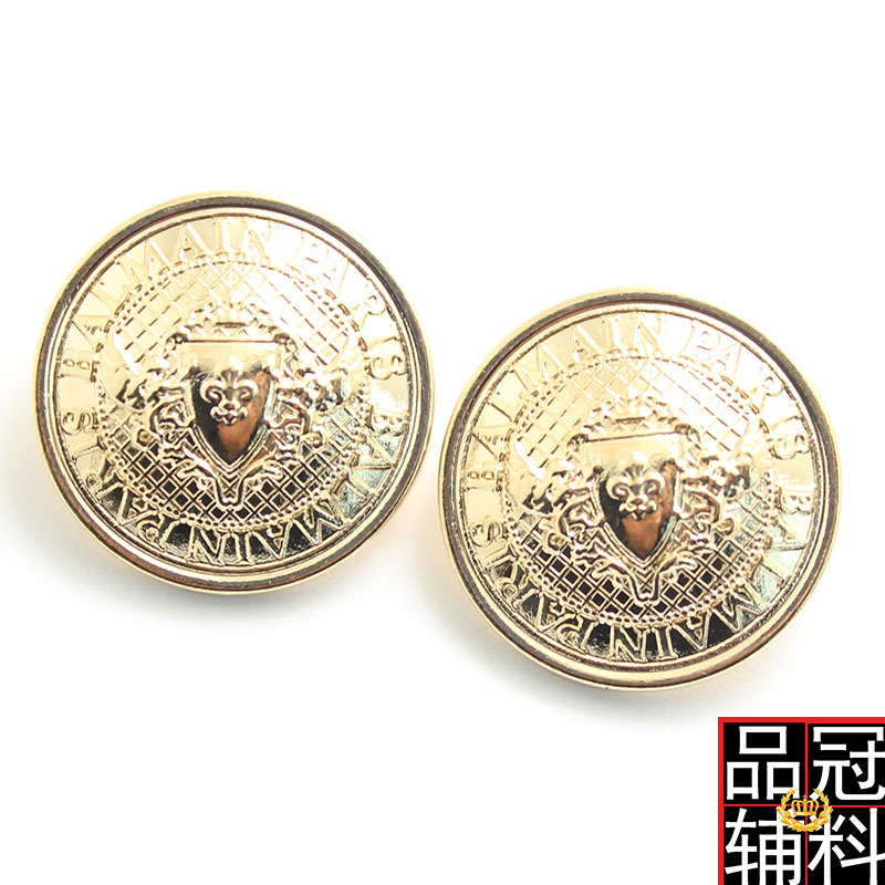 金属双狮纽扣手缝金色 英伦风大衣风衣西服扣子钮扣现货15-28mm
