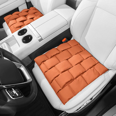 Anti-Stain Leather Premium Seat Cushions, Direct — Four Seasons Pad - front-seat-cushion-2-pieces-love-horse-orange-anti-fouling-leather-bubble-cushion