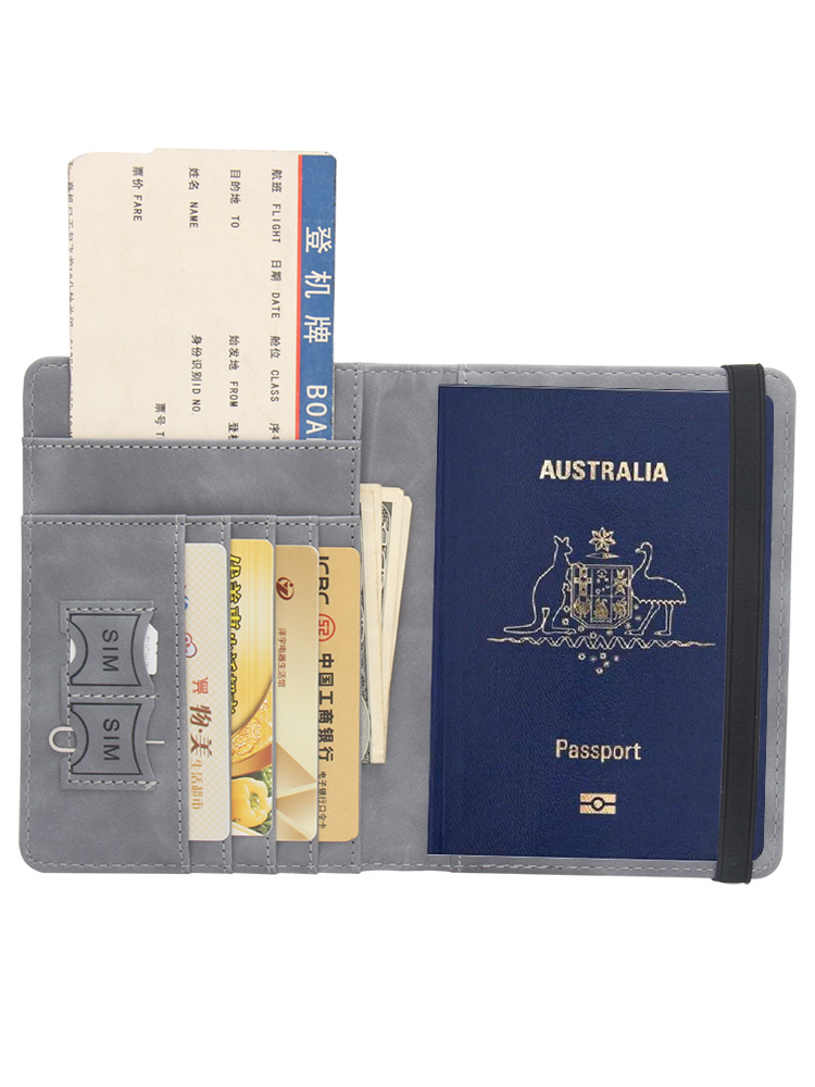 Titular del pasaporte australiano anti-magnético anti-robo cepillo máquina titular de la bolsa de almacenamiento de cuero cubierta puede contener tarjeta bancaria multi-bolsillo