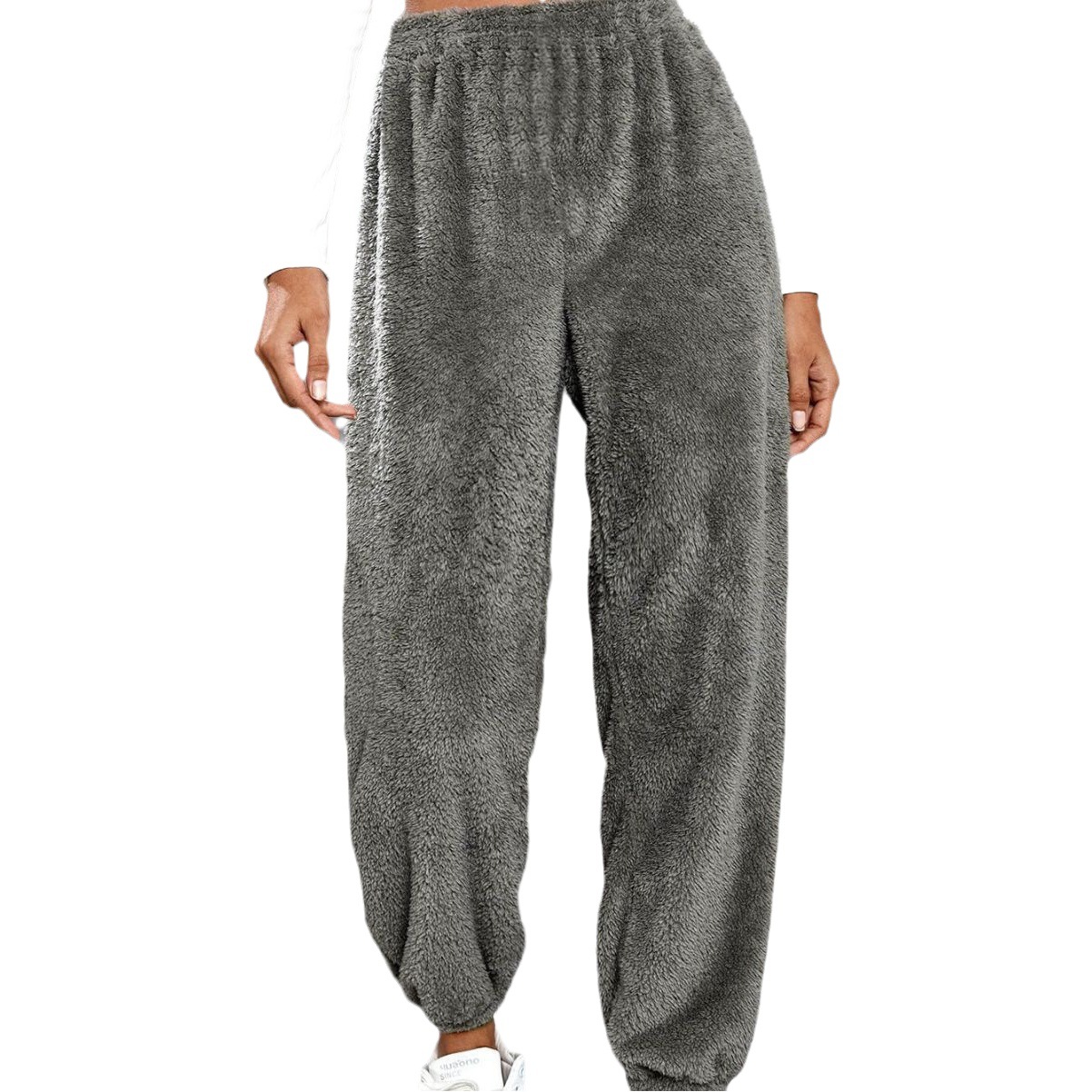 2023 Ropa de mujer transfronteriza europea y americana Amazon AliExpress casual versátil color sólido pantalones largos de mujer pantalones deportivos de lana temperamento image 1