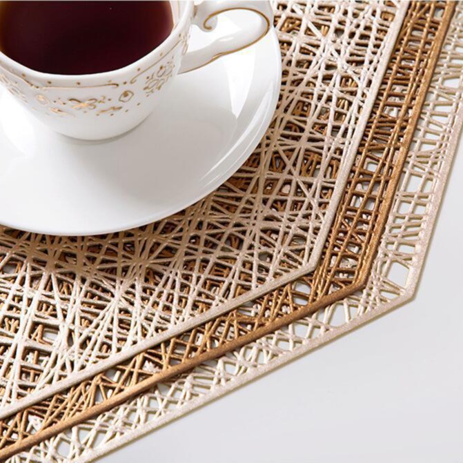 Mantel individual de PVC calado, diseño octogonal, antideslizante para hogar