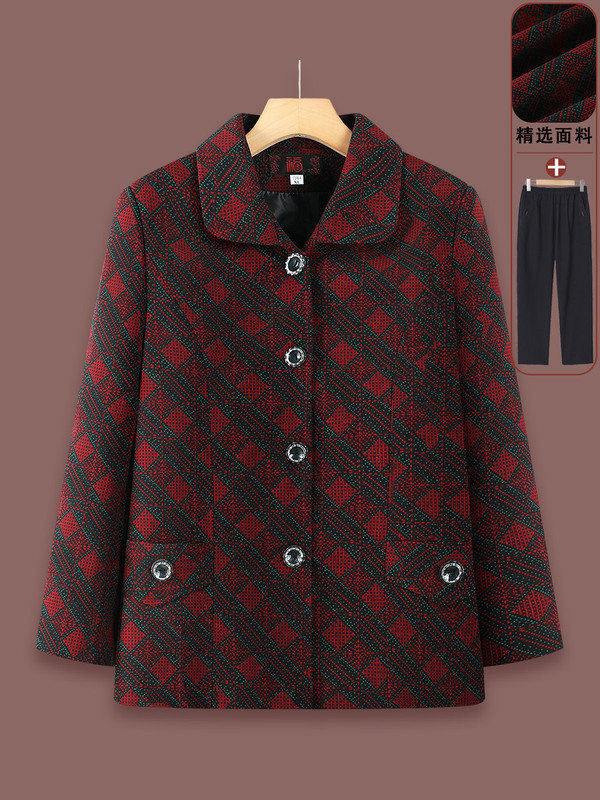Grandma's Spring Jacket, Mom's Collared Top, Casual Clothing for Middle-Aged and Elderly Women, Spring and Autumn Jacket for Elderly Ladies