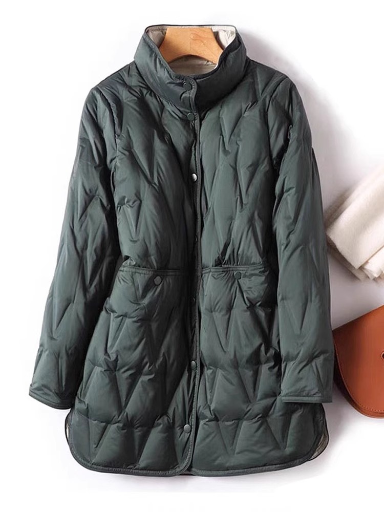 Lightweight Down Jacket Women's Mid-length Down Jacket Thin Coat Fashion - Picture 7 of 7