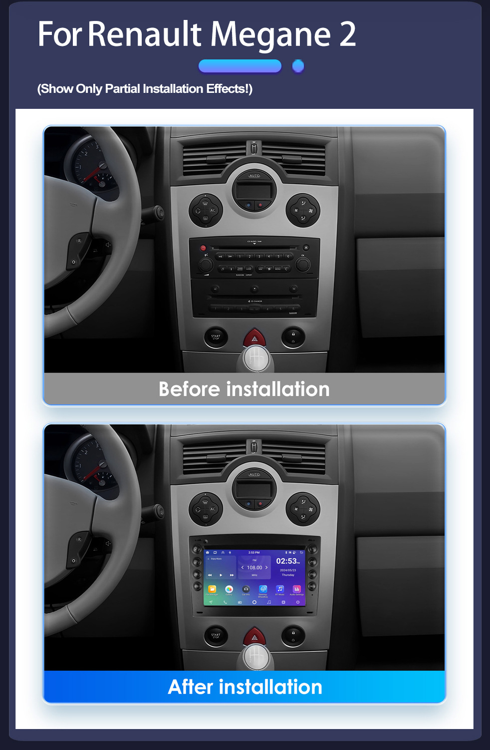 Suitable for 7inch Renault Megane 02-09 Android Car Gps High-Definition Screen Mp5 Bluetooth Navigation All-In-One Machine