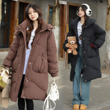 加大码羽绒服女胖mm200斤2025冬季新款宽松韩版过膝长款连帽外套