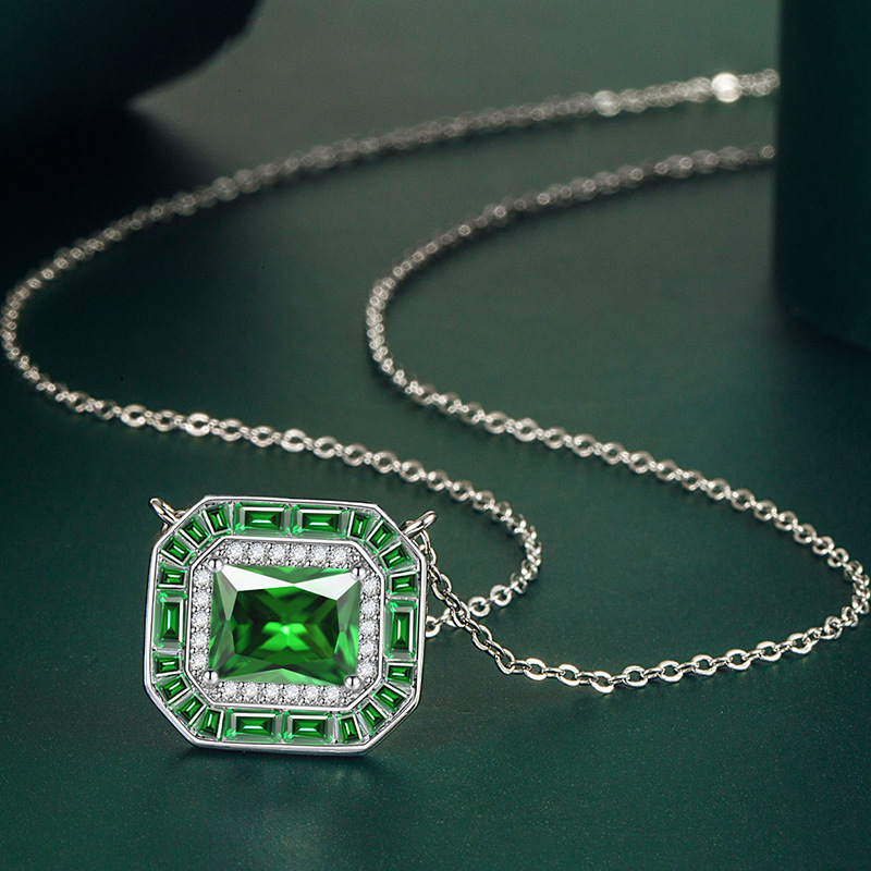 Fashion Square Copper Inlay Artificial Diamond Pendant Necklace 1 Piece