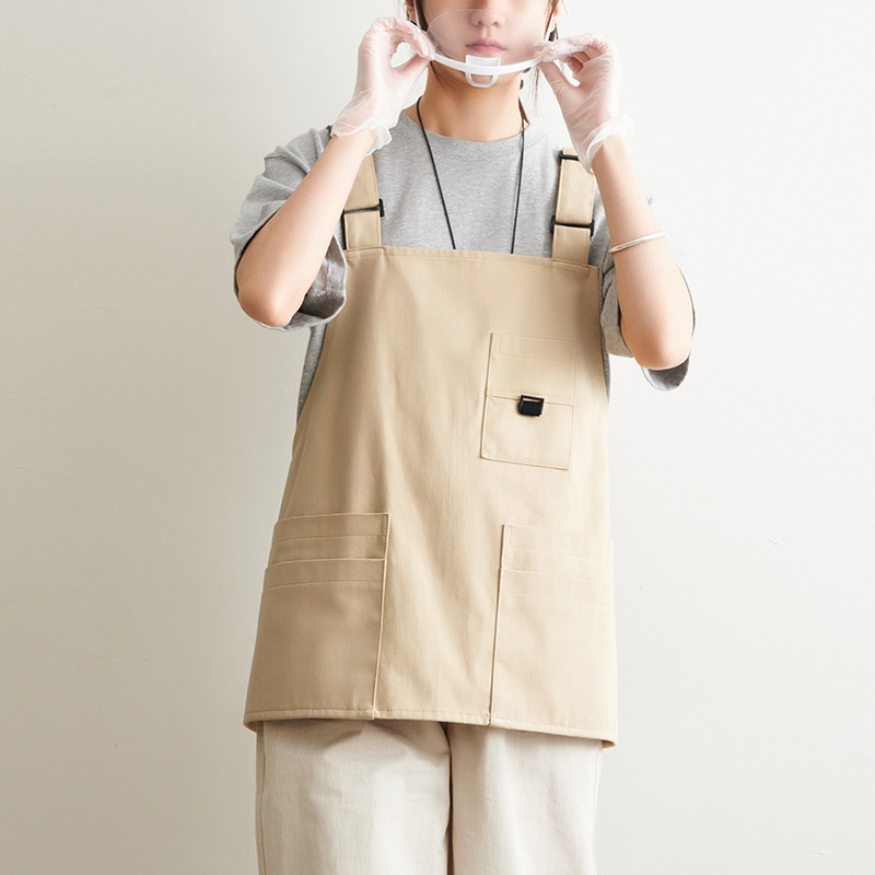 Cotton Short Apron Kitchen Baking Barber Supermarket Coffee Barbecue Flower Shop Men's and Women's Work Clothes Customized