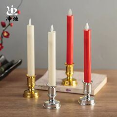 LED電子キャンドル 赤い棒状キャンドル ベース付き ロングポールキャンドルホルダー キャンドルライト 模擬炎 結婚式雰囲気演出