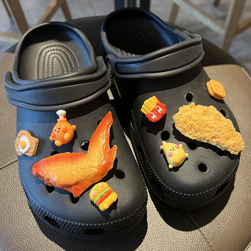 仿真美味炸鸡鞋扣洞洞鞋配饰烤鸡翅食玩可拆卸鞋花饰品装饰扣批发