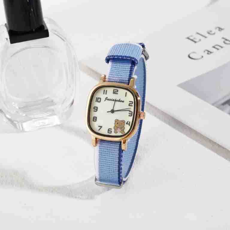 Women's Quartz Watch With Cute Bear Canvas Strap For Students_voghion.com