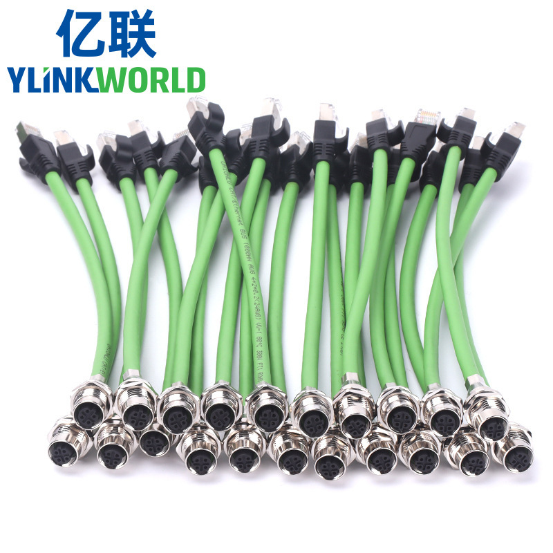 M12 to Rj45 Ethernet Port Extension Cable Connector Adx Coded 48-Core Male and Female Gigabit Waterproof Connector